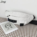 Bags Women Casual Canvas Harajuku Fanny Packs Girls Simple Fashion Handbag Hip-pop Ulzzang Money Phone Pouch Belt Bum
