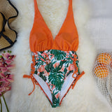 Piece swimsuit 2021 Sexy Solid Green Swimwear Women Swimsuit V-Neck Bathing Suit Beach wear Lace Up Monokini