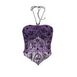 Summer New Sexy Hot Girl Blouse Temperament Slim Hanging Neck Flocking Sling With Chest Vest