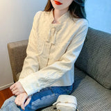 Zingj Texture Short Coat Female Spring And Autumn 2024 New Hot Style National Wind Plate Buckle Long Sleeve Jacket Autumn Women's Wear-Outfit
