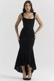 Lace Textured Strap Wrap Midi Dress-Outfit