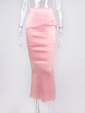 Satin Long Midi Skirt-Outfit