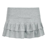 Zingj And Spicy Girl Feeling Pure Color Pleated Miniskirt Female Lapel Low Waist Foundation Versatile A Word