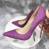 Snake Effect 12cm Women Sexy Pointed Toe Stilettos 10cm Pumps Extremely High Heels Ladies Party Shoes YG060