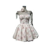 Waist Wave Point Tampering With Printed Bra Short Skirt With Flowers Can Be Sweet Can Want Early Spring Fluffy