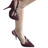 Zingj High Heel Sandals Female 2024 Summer New Fairy Wind A Word Buckle Fine Heel Fashion Casual Bun Sandals-Outfit