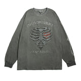 Sweatshirt Streetwear Women Gothic Harajuku Skeleton Print Oversized Grunge Pullovers Y2k Hip Hop Retro O-neck
