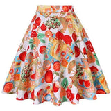 Women Retro Pleated Skirts 50s Kawai Vintage Rockabilly Swing Flamingo Printed High Waist Casual Tutu Summer Skater