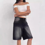 Loose Without Elastic Retro Jeans In The Pants Of Women's Five Split Pants-Outfit