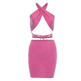 Short Mini Dress Cross Halter Neck Hollow Out Bandage For Summer Hot Girl Boho Sexy Korean Women Dresses