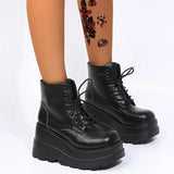 Base Large-Size Short-Coel With Martin Boots Girl Slope And Patent Leather High And Thin Leather Boots