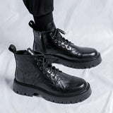 Zingj Boots Men's New Casual British Fashion Top Black Motorcycle Boot