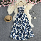 Zingj Pure And Fresh Sweet Strapless Condole Skirt Gentle Wind Waist A Word Floral Dress Seaside Vacation Beach Skirt