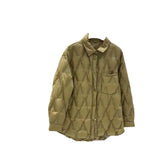 Station White Duck Down Shirt Down Jacket Female 2024 New Pressure Glue Thin Style Loose Autumn And Winter Lapel Coat-Outfit