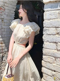 Hollow Out Midi Dresses for Women 2023 Summer New Elegant Party Prom One Piece Fashion Beach Holiday Vestidos Female