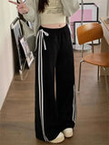 Black Striped Bow Wide Leg Pants-Outfit