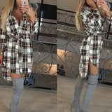 Spot 2025 Autumn And Winter New Women's Fashion Temperament Lapel Long Sleeves In The Long Plaid