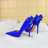 Zingj Banquet High Heel Shallow Tip Side Hollow Diamond After Bow Single