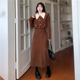 Spring Autumn High Quality Black White Corduroy Jacket Robe Tweed Skirt Two Piece Luxury Black Tweed Jacket Set Office