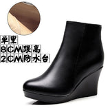 High Heemon Women's Boots Middle-Age Women's Shoes 33 Yards Round Head Waterproof Table Thick-Bottomed Single Boots Plus Velvet Slope And Short Boots