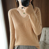 Sweaters Women Casual V-neck Solid Jumpers Pullovers Spring Autumn Womens Sweater Cashmere Knitwear Bottoming