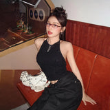 Summer Fashion Trend Women's New Hanging Neck Bare Back Solid Color Bhise Small
