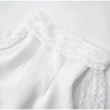 Lace Off-shoulder Patchwork Solid Mini Dress- Outfit