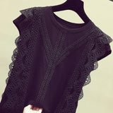 Clothing Plus Size Solid Shirt Summer 2020 Womens Tops and Blouses Lace Patchwork