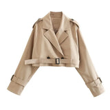 2025 Spring New Women's Clothing With Belted Long-Sleeved Casual Windwear