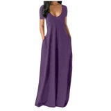 Plus Size Women's Solid Color Sexy Deep Milk Silk Short Sleeve Pockets
