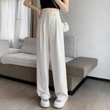 Wide Leg Pants Female Spring And Summer New Style High Waist Hanging Feeling Design Sense Shows Thin Straight Tube Small White Suit Mop The Floor Pants-Outfit