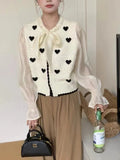 New Spring Style Xiaoxiangfeng Love Hollow Knitted Cardigan Women's French Gentle Aging Loose Long-Sleeved