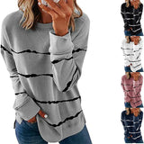 Tie-dyed Printed Striped Round Neck Loose