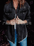 The Ins Hot Autumn Street Fashion Man Cowboy Lapel Loose Simple Women Shirt Three Color Five Yards-Outfit