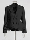 Style Temperament Elegant Small Suit 2025 Autumn New Fashion V Collar Splicing Lotus Leaf Design Coat