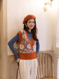Knitted Vest Women's Autumn 2021 Vintage Sweater Tops V-neck Sleeveless Follower Outwear Sweater