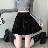 Velvet Bow Pleated Mini Skirt- Outfit
