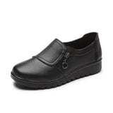 New Autumn Women's Shoes Fashion Casual Women Leather Flat Shoes Ladies Slip On Comfortable Black Work shoes