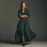 Round Collar Elegant Open-Fork Solid Dress Dress Woman In