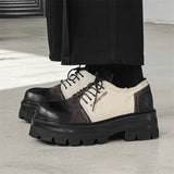 Zingj Patent Leather British Wind Black And White Patchwork Color Small Leather Shoes Men 2024 New Men's Shoes Small Thick Platform