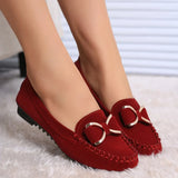 Zingj Bean Shoes Women Flat Shoes Casual Singles Shoes Bow Women Shoes Driving Plus Size Work Shoes- Outfit