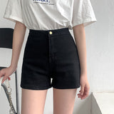 Shorts Denim Trousers Loose Hole Design Bandage Vintage High Waist All-match Streetwear Students Korean Stylish Chic