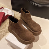 The Simple Non-Slip Cotton Boots Women 2025 Elegant Temperament Simple Solid Color Round Head Snow Boots High