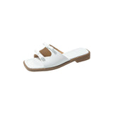 Bow One-Word Flat-Bottomed Slippers Women Wearing Exposed Toe Lazy Beach Cold