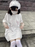 Kawaii Cartoon Print Women T-shirt Loose Casual All Match Tee Shirts Femme Summer Grunge Japanese Tshirts Y2k