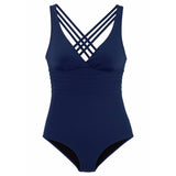 Swimsuit Vintage One Piece Swimwear Solid Monokini Retro Bodysuit Beach Wear Black Blue Bath Suit Striped Maillot De