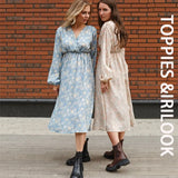 2021 Print Dress for Women Sexy V Neck Midi Dress Vestidos Long Sleeve A Line Elastic waist Long