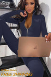 Autumn Winter Women Solid Long Sleeve Zipper Jumpsuit Skinny Sexy Streetwear Casual Rompers Sportswear