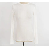 Fashion Round Neck Tops Long Sleeve Cotton T Shirt Slim T-shirt Women 2021 Basic Korean Tees Sexy Thin T-shirt See