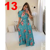 Spring Autumn Bohemia Flower Print Women's Dress Cuasla Hollow Out Long Sleeve Maxi Dresses Fashion Tunic Party Dress